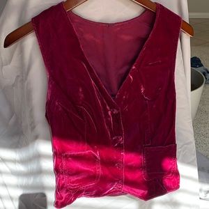Maroon crushed velvet vest
